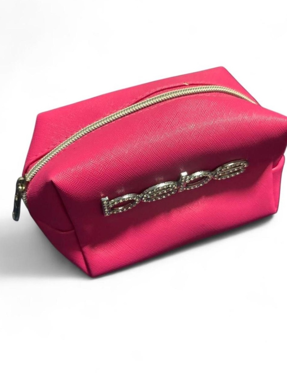 bebe Hot Pink Cosmetic Case with Crystal Logo
